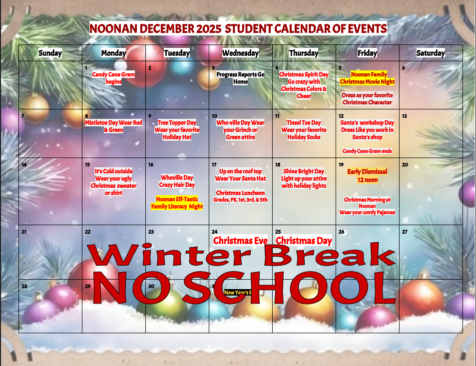 December 2025 Calendar of Events